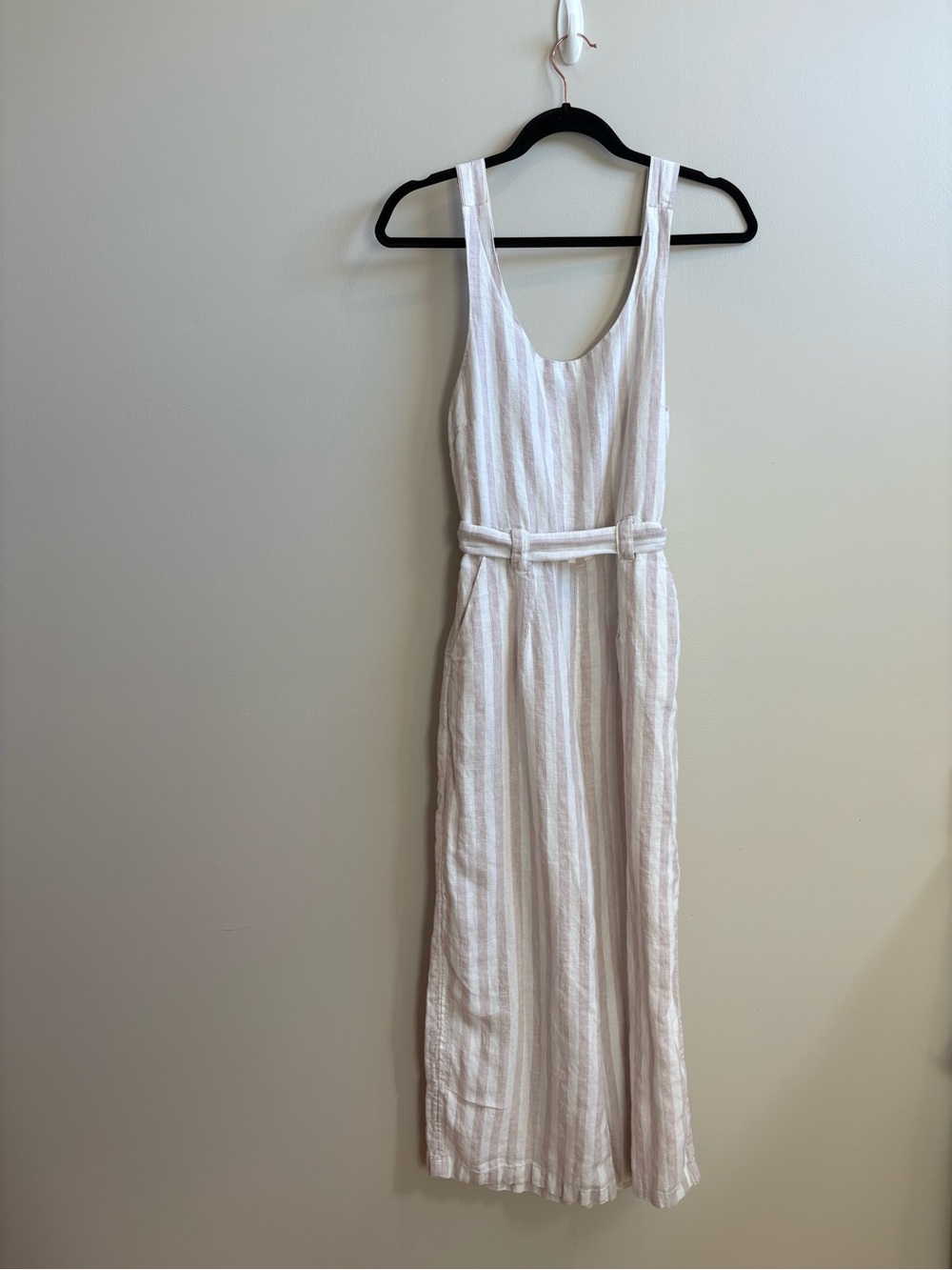 Rachel Zoe White Striped Sleeveless jumpsuit linen